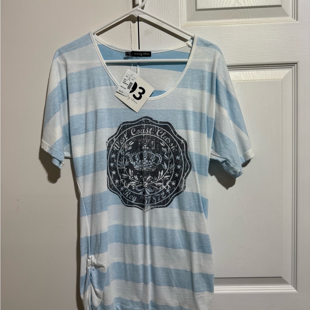 NWT Maurice’s blue and White Striped T-Shirt Medium